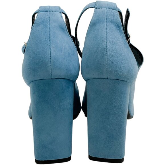 Pierre Hardy Blue Suede Caress Peep Toe Shooties with Ankle Strap - Picture 5 of 8